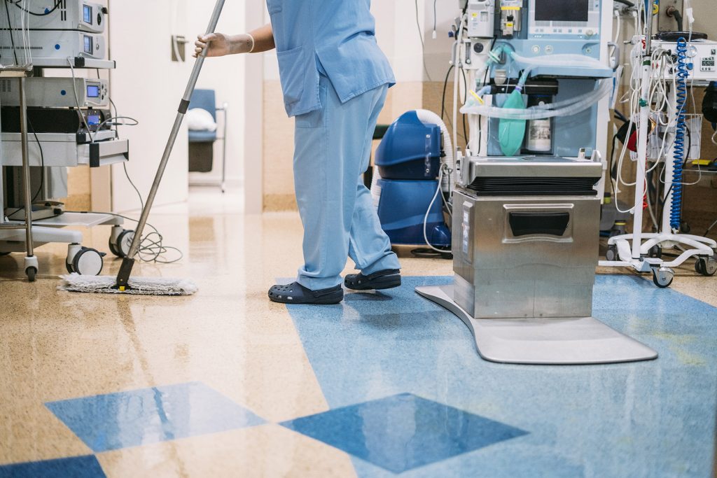 Dry Moping Hospital Floor